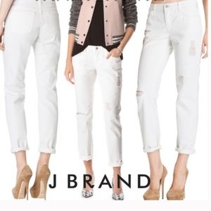 J Brand Aiden Distressed White Boyfriend Jeans